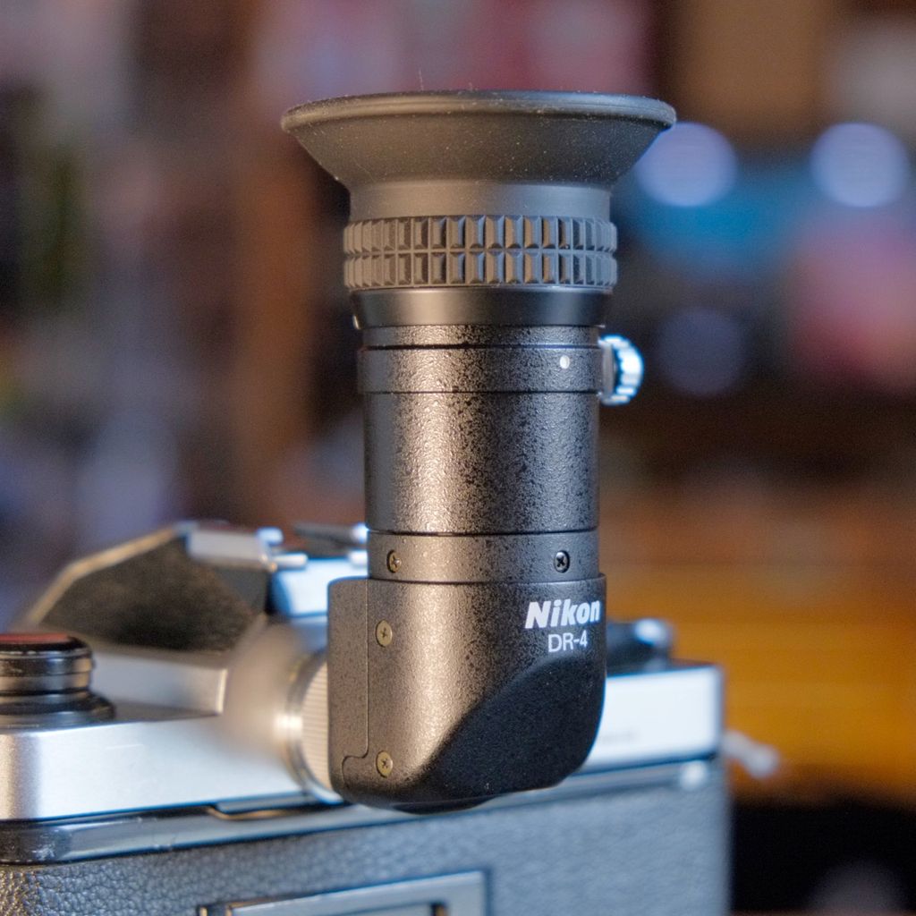 Nikon DR-4 right-angle viewfinder.