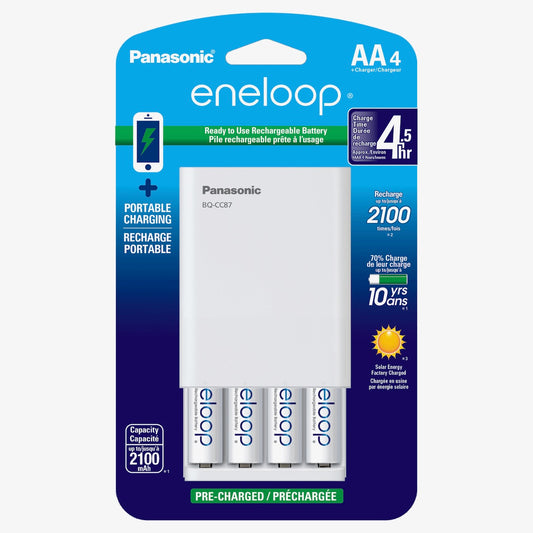 Panasonic BQ-CC87 Charger With 4 AA Batteries
